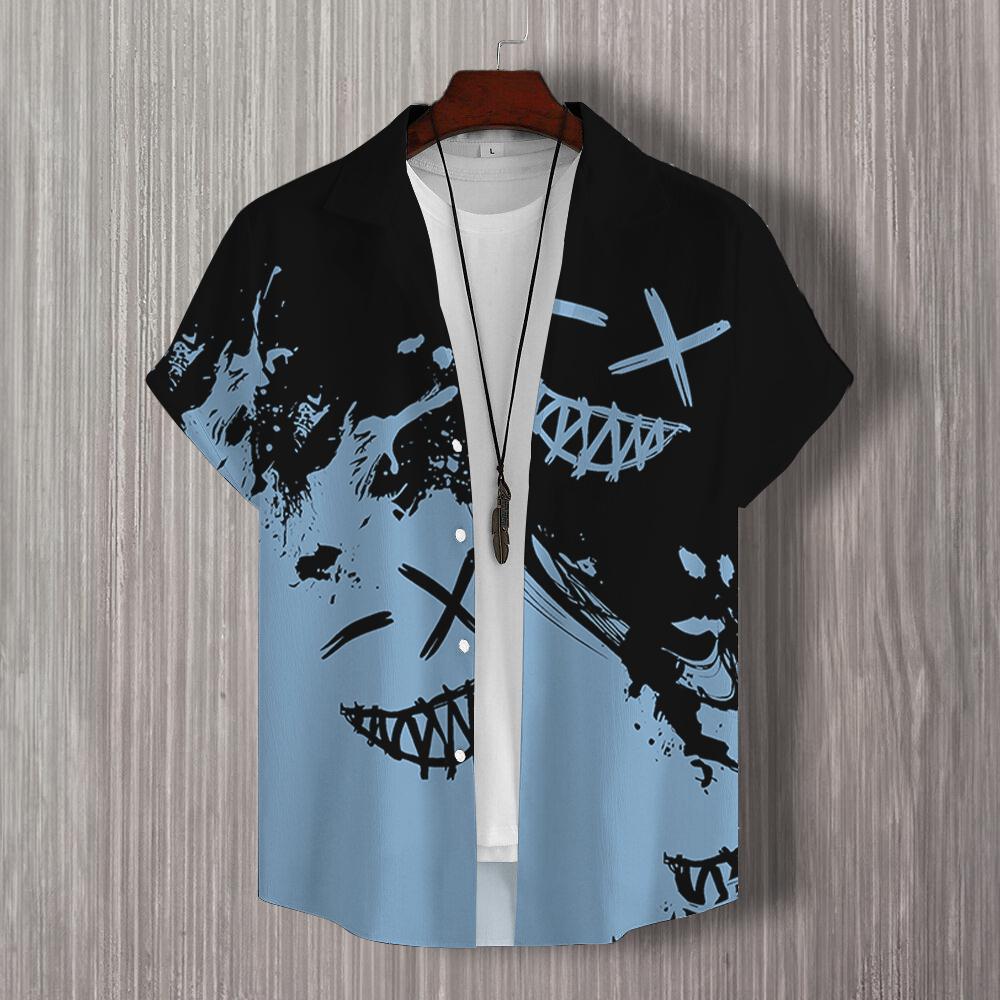 Simple 3d Patchwork Print Men's Shirt Hawaiian Shirts For Men Casual Man Clothes Loose Oversized High Quality Short Sleeve Shirt