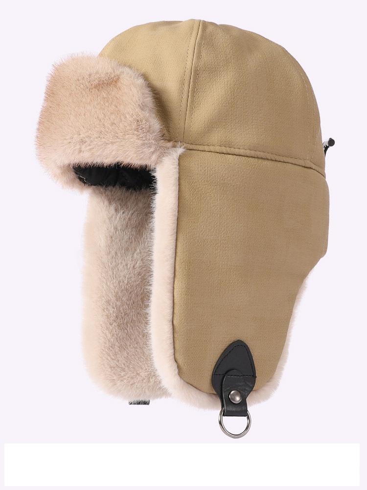 Imitation Fur Mink Hair Hat Female Fall and Winter Plush Fisherman Hat Khaki Senior Show Face Small Warm Ear Protection Lei Feng Hat
