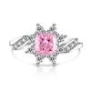 925 Sterling Silver Bright Ice Flower Cut High Carbon Diamond Twist Sunflower RingGood product