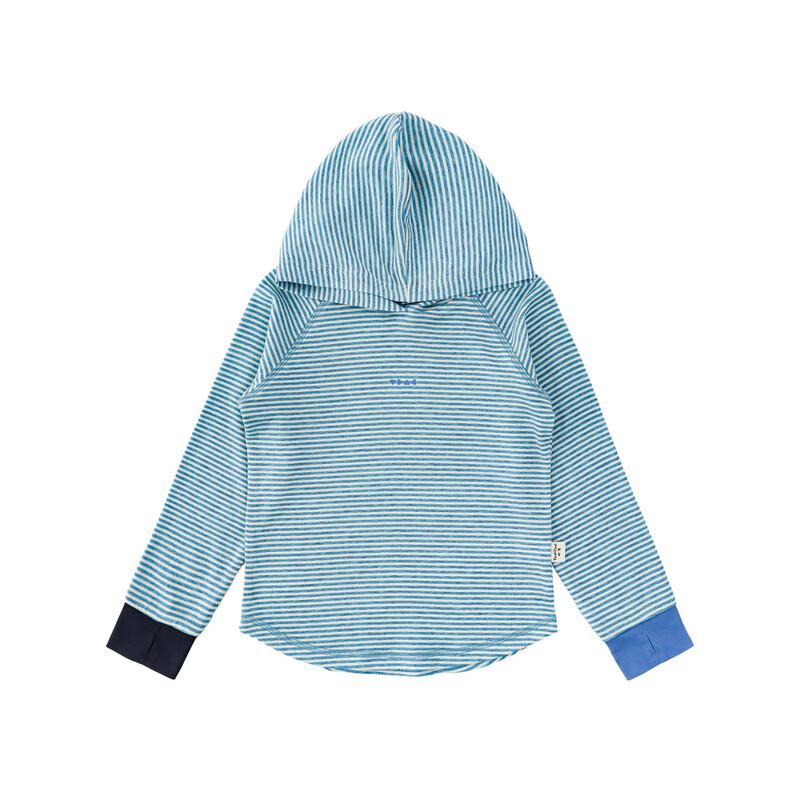 Girls  Striped Lyocell Wool Hooded Long-Sleeve Tee #140
