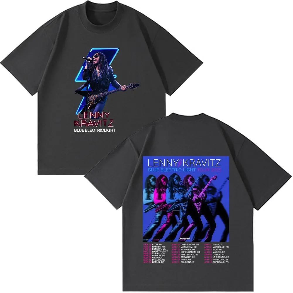 Bestselling Lenny Kravitz Blue Electric Light Tour Poster TShirt Unisex 100 Cotton Loose New Summer Street Fashion Top Tshirt
