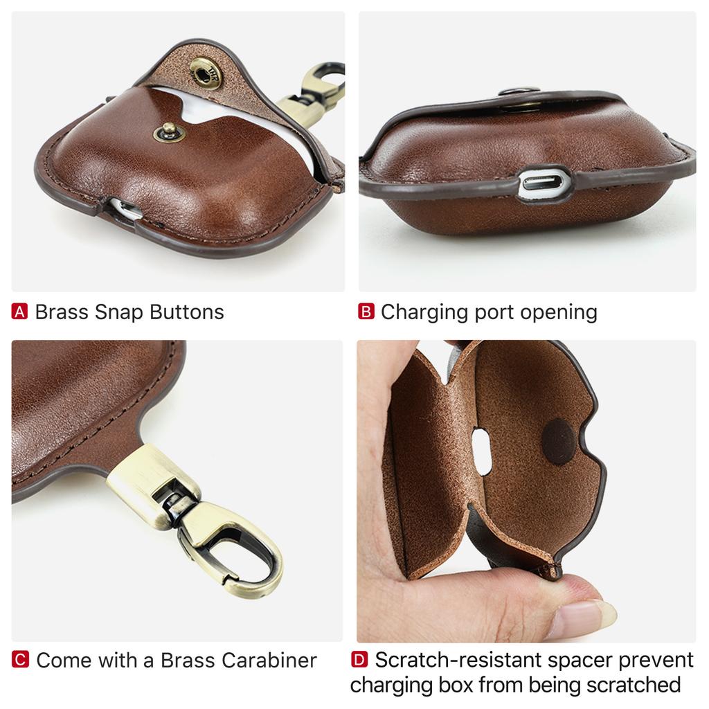 Genuine Leather Cover for AirPods Pro 3 Case Airpod Pro 2nd 1st Generation Bluetooth Wireless Headphones Charging Box with Hook