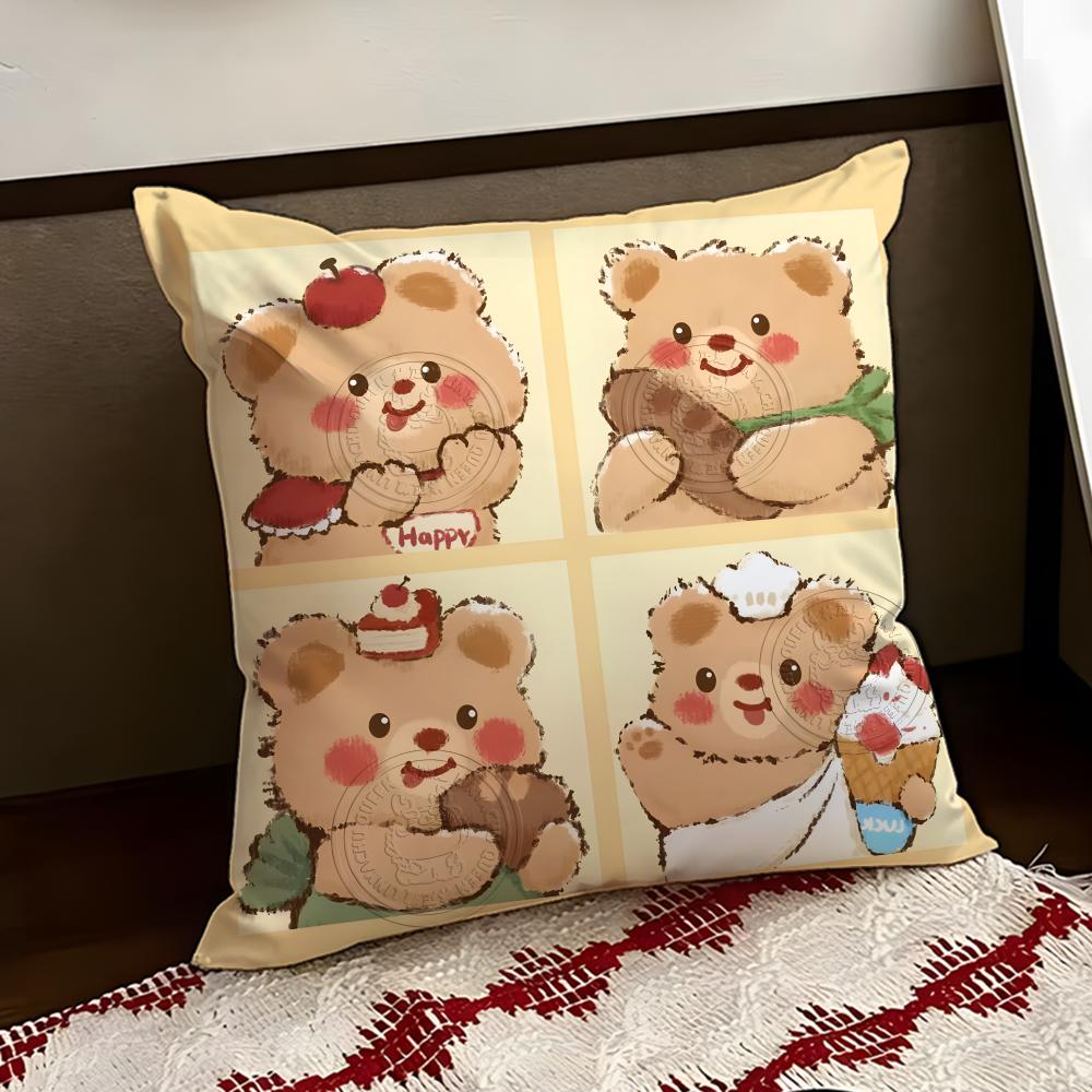 Cartoon BButter BBear Cushion Cover Reversible Soft Durable Pillow Cover Home Car MultiScene Use for Daily Comfort