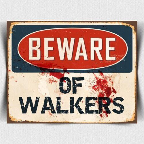 

BEWARE OF WALKERS WALKING DEAD SIGN METAL WALL PLAQUE poster print zombies aluminum 20x30cm