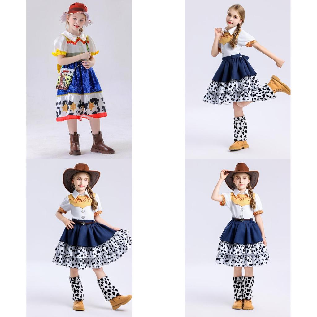 Toy Story Jessie Cosplay Dress Set With Polyester Fabric For Girls Summer Play