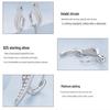 Sterling Silver S925 Snake Earrings with Platinum-Plated Zircon (Model: BSE669)