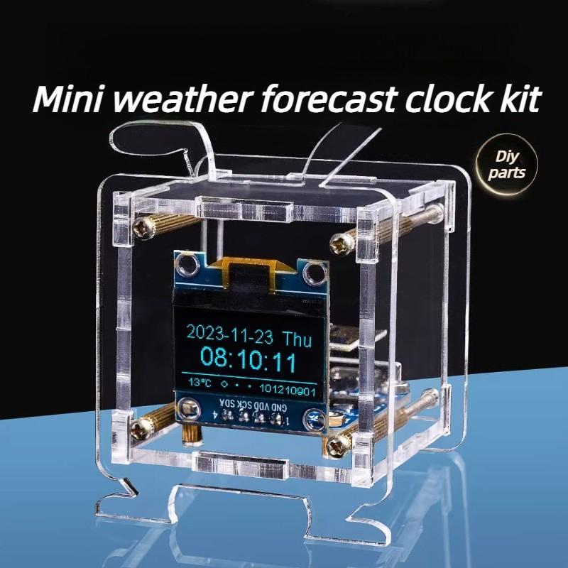 Mini Desk Clock Kit Weather Forecast Wi-Fi Connected Table Clock Part Temperature Gauge Electronic Watch DIY Welding Ornament