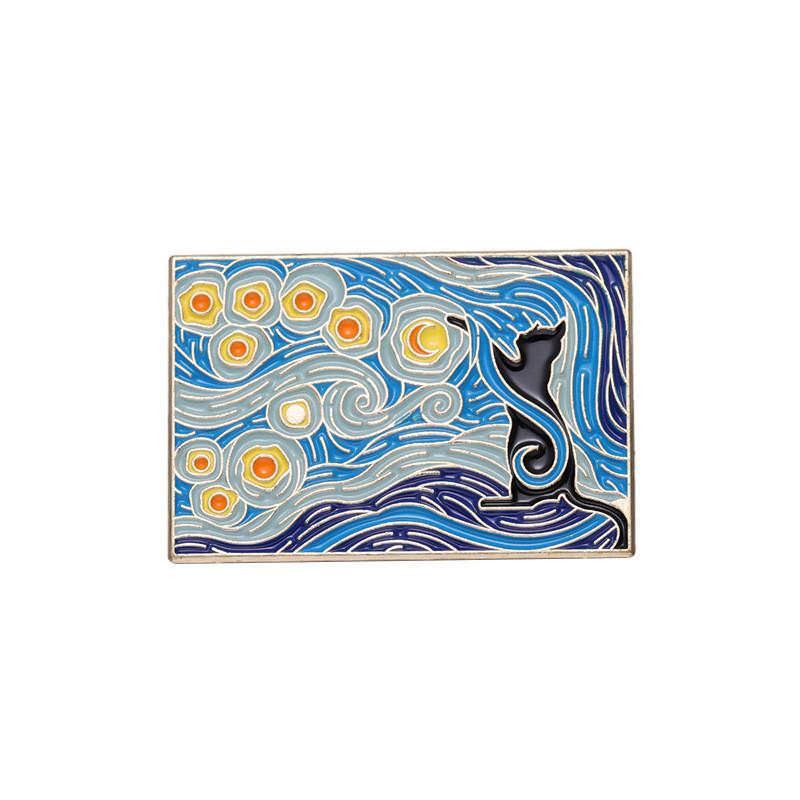 Alloy Stylishly Unique Brooch With Playful Cartoon Characters And Starry Sky Theme