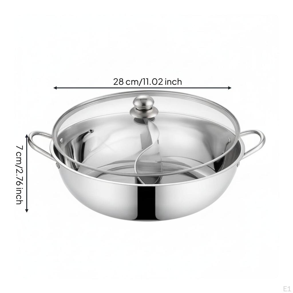 Divided Pot with Ladles Stainless Steel TwoFlavor Cookware for Families,