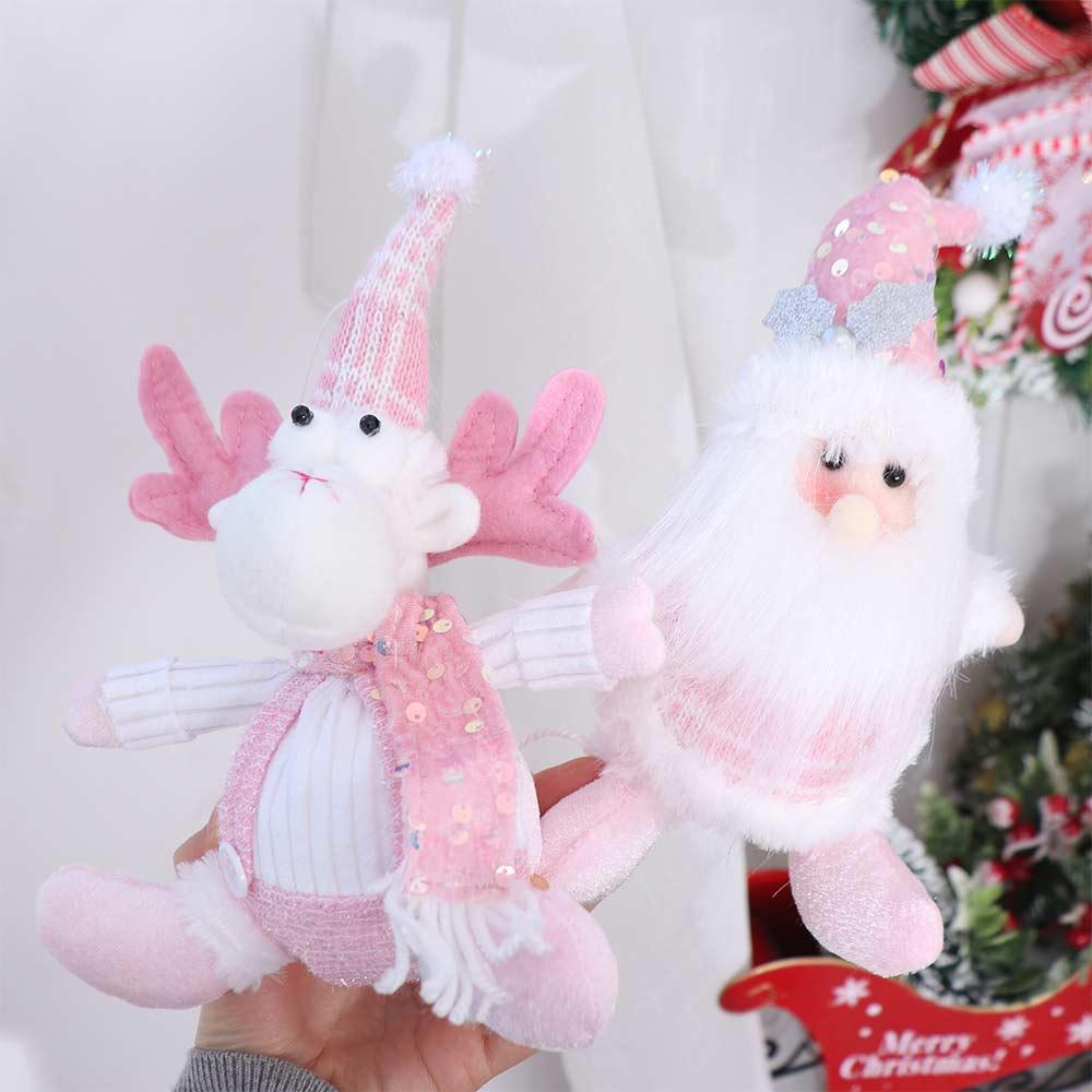 Sitting Knitted Elk Snowman Doll Realistic Christmas Pink Doll Decorations  Kids Birthday Christmas