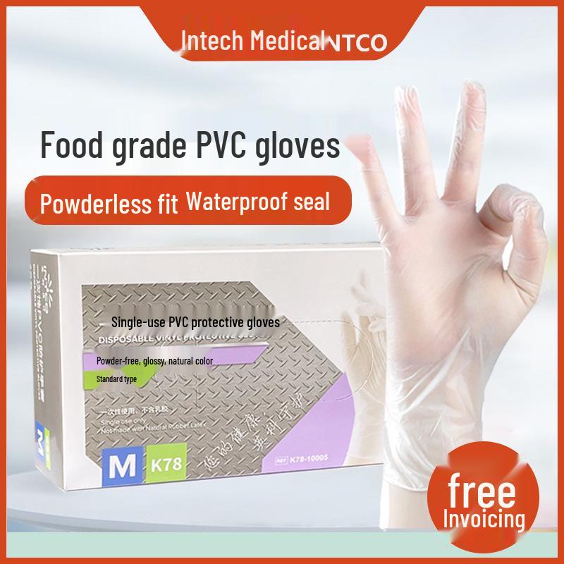 Yingke Food Grade PVC Gloves - Disposable, Thickened, Nitrile, Oil Resistant, Ideal for Baking and Kitchen Use.