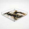Plateau en Acrylique avec Base en Marbre Transparent Décoratif pour Comptoir, Table Basse
