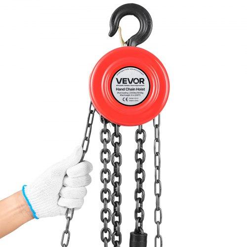 VEVOR Hand Chain Hoist, 1 Ton Capacity, Manual Chain Block with Upgrade G70 Galvanized Chain, 6 M Lifting Height