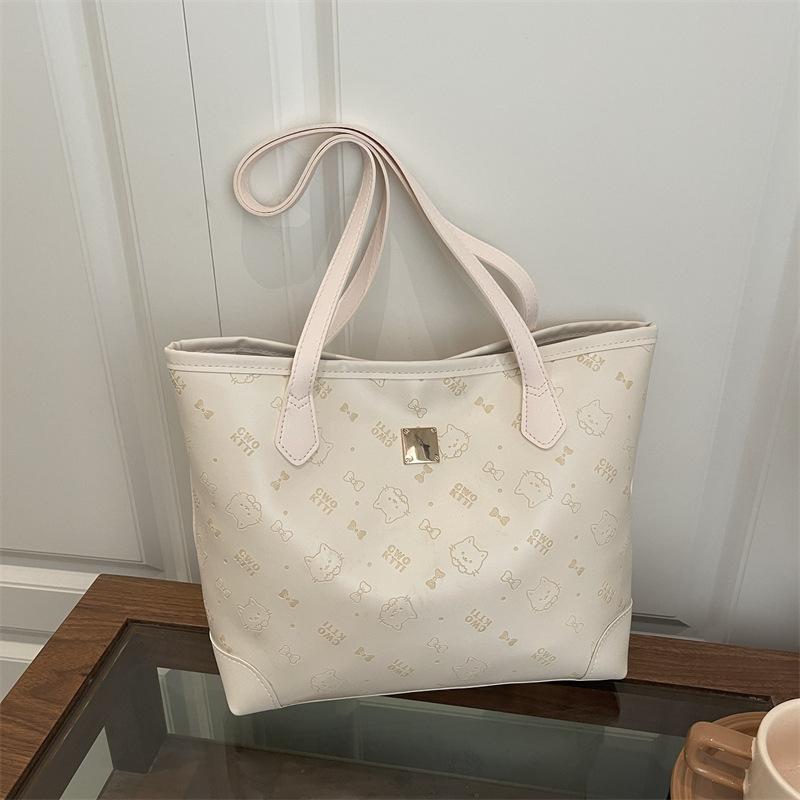 Bags Women's Spring and Summer Niche Pink Kitty Tote Bag Dopamine Hello Kitty Large Capacity One Shoulder Commuter