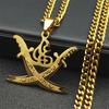 Arabisch Retro Imam Ali Schwert Muslimisch Islam Messer Kette Halsketten Edelstahl Halskette Männer/Frauen Goldfarbe Schmuck N3435S05