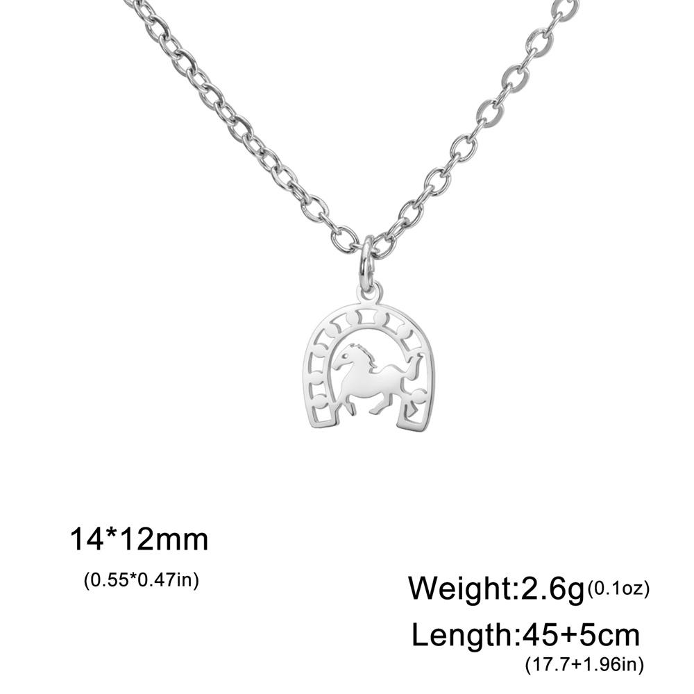 My Shape Horse and Horsehoe Pendant Necklaces for Women Girls Stainless Steel U-Shaped Horse Animal Choker Chain Jewelry Gifts
