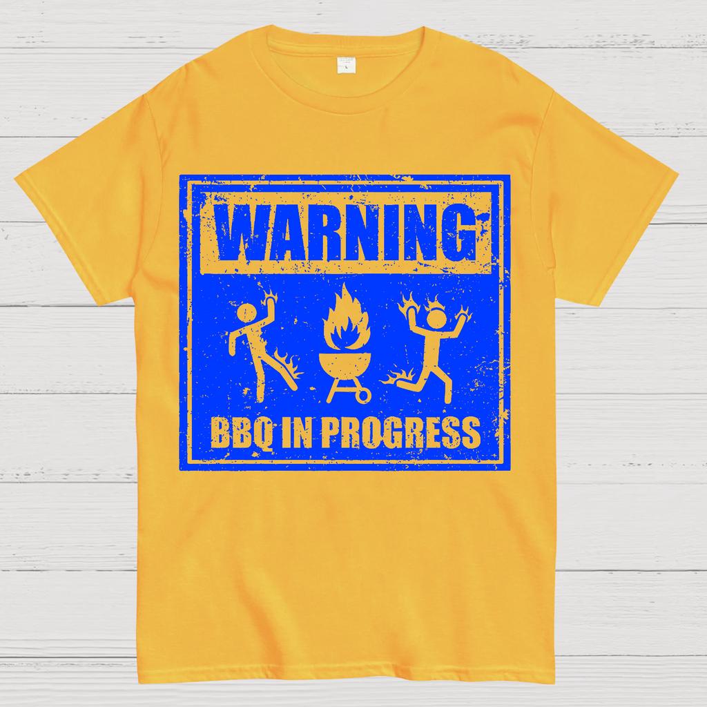 Warning BBQ In Progress Cotton Summer Casual Cool Loose T-Shirt