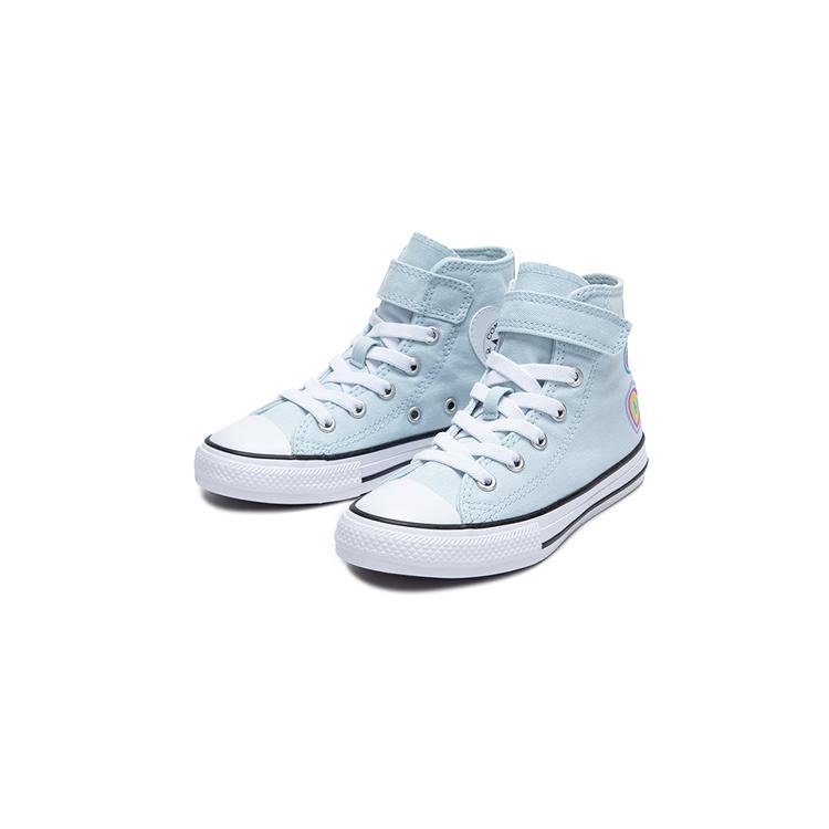 Converse Chuck Taylor All Star EasyOn High PS Heart Patch Kids Sneakers Blue Winter-Slay White A08378C