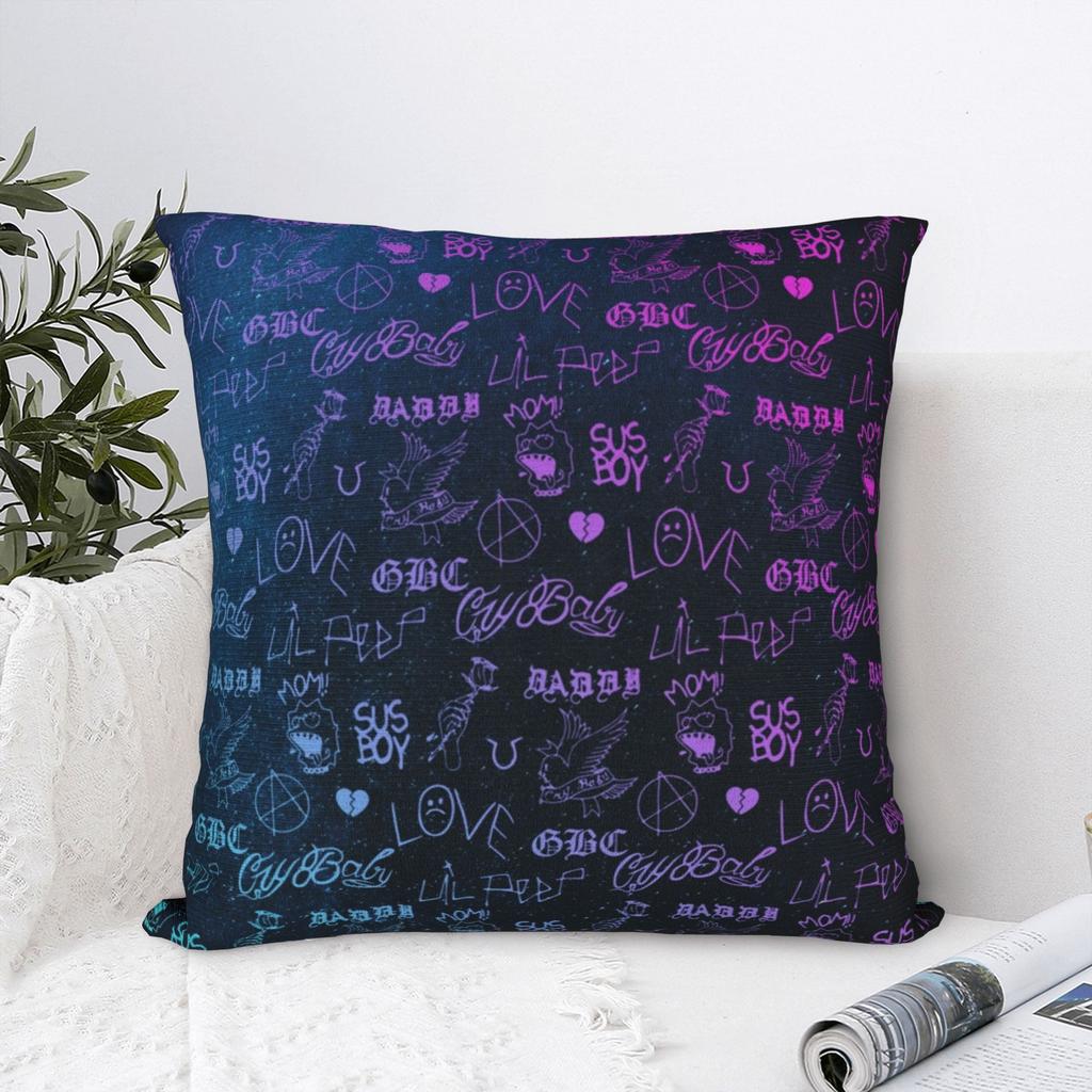 Lil Peep Tattoos Neon Sky Pillowcase Soft Polyester Cushion Cover Gift Throw Pillow Case Cover Home Square 45*45cm