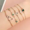 4/5 Pièces Bracelet Métal Creux Papillon Cœur Amour Vintage Bracelet Gemme Imitation Pour Femmes Bijoux de Poignet