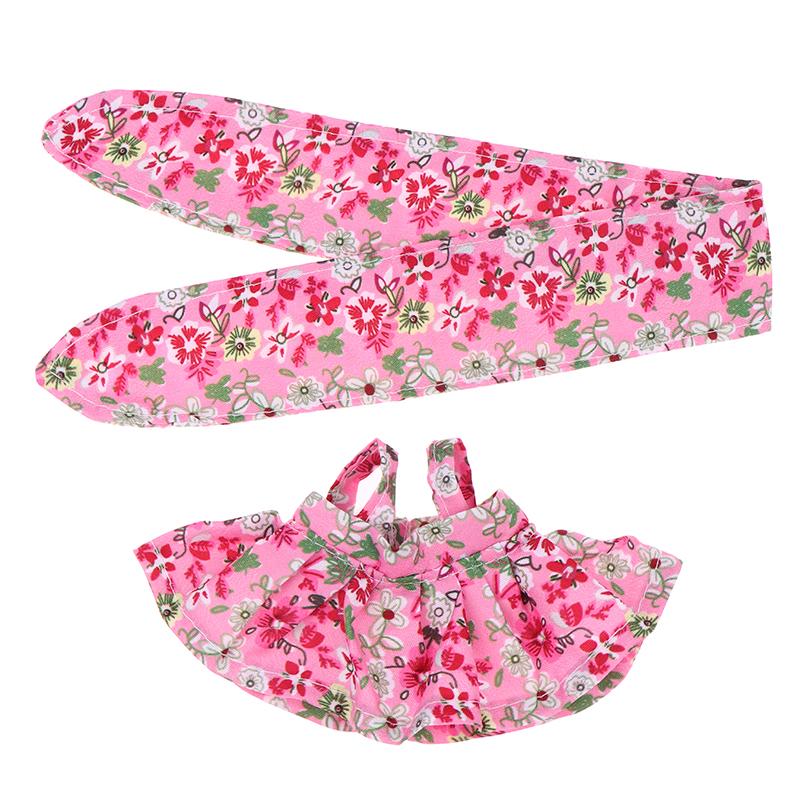 For 17cm Labubus Doll Clothes Accessories Sweet Floral Dress With Headband