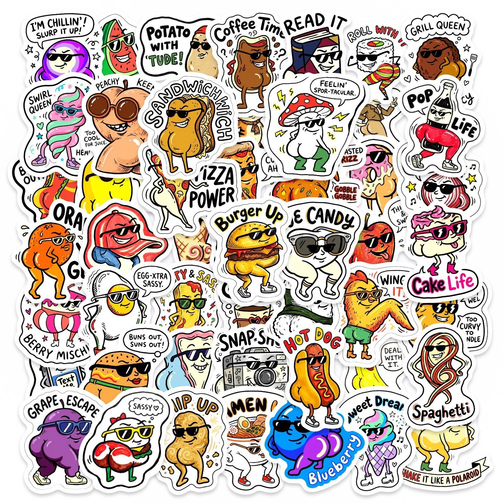 

50 Humorous Butt Stickers Cute Funny Funny Flavor Material Decorative Waterproof Graffiti Stickers