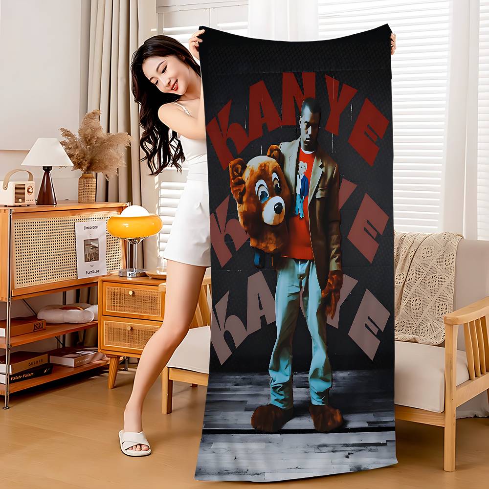 1PC K-Kanye W-West Y-Ye Rapper Microfiber Beach Towel Absorbent Quick Dry Soft Yoga Swimming Resort Mountain Climbing Towel
