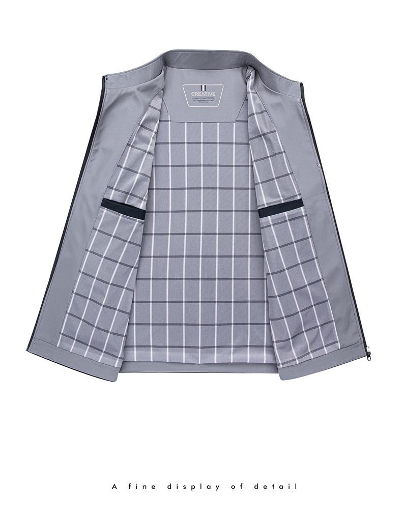 Men's Solid Color Stand Collar Zipper Jacket - Business Casual for Middle-aged and Elderly