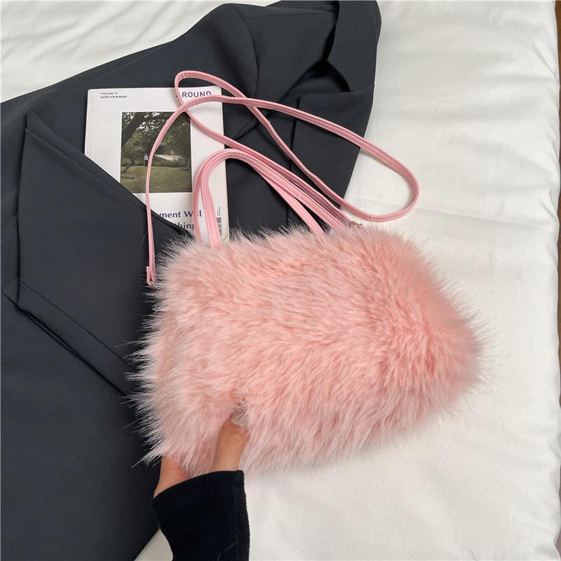 Mao Mao Handbag Women's Bag New Autumn and Winter High-end Sense Niche Super Soft Furry Messenger Shoulder Bag Plush