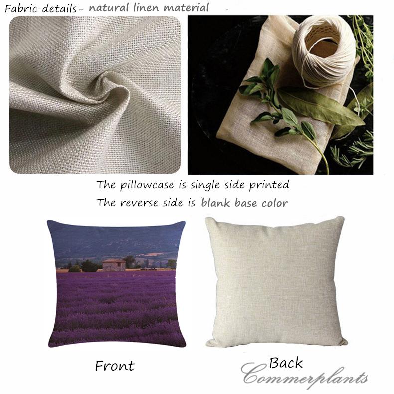 Lavender Floral Linen Pillows Cover Purple Scenery Lavender Fields Print Cushion Case Modern Sofa Couch Throw Pillows Decor Home