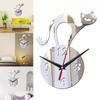 Creative Cat Wall Clocks Mirror Frameless Battery Operated Wall mounted Clocks For Home Living Room Decor