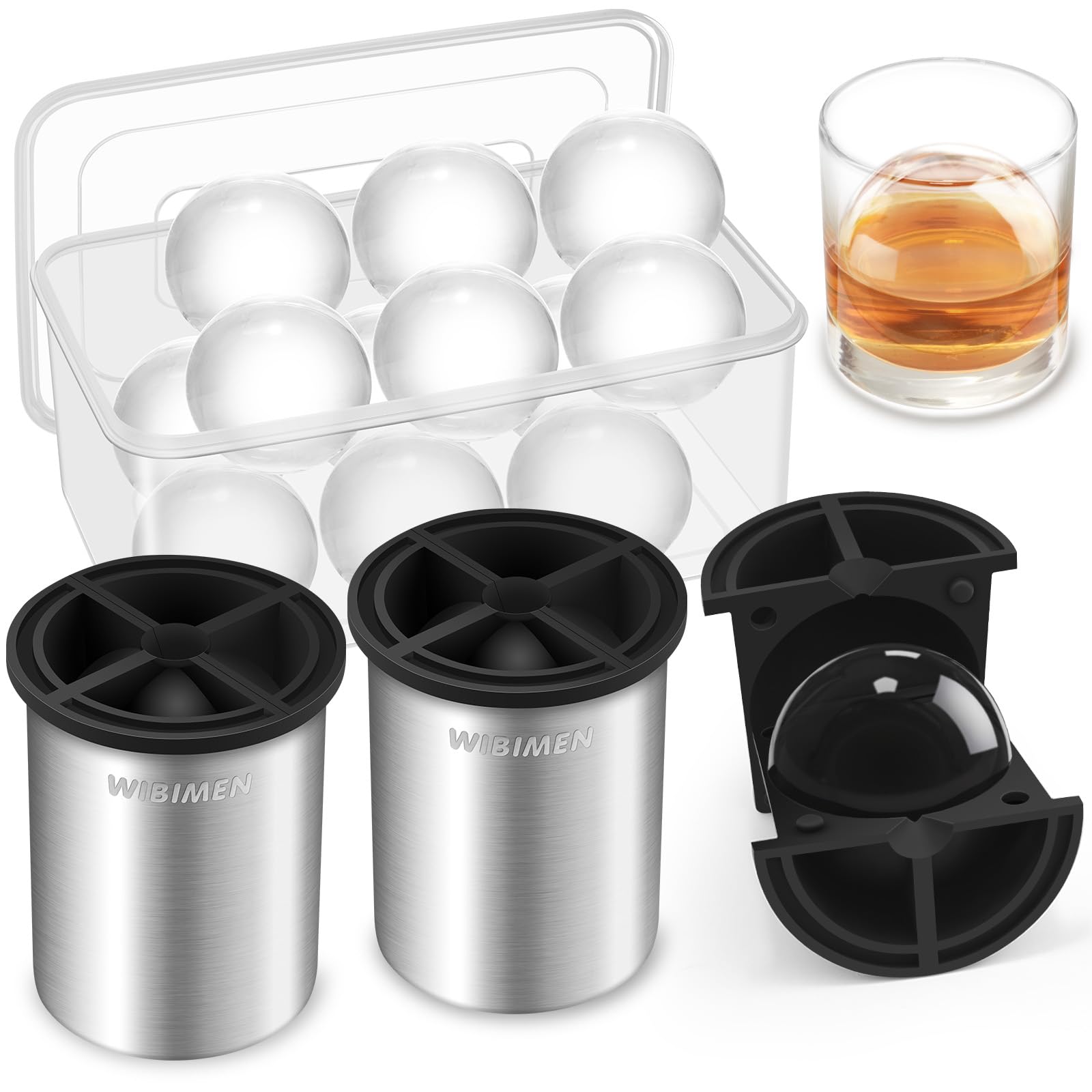 

Meowwoof Ice Maker, Round Ice Maker, Clear Ice Maker, 6.4cm Diameter, Set of 2, for Whiskey, Cocktails, Bourbon, and Other Drinks - A Great Gift for D