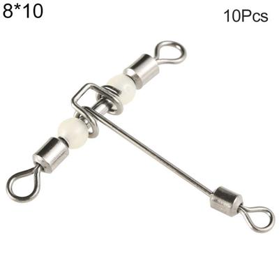 10Pcs 3 Way Luminous T-Shape Cross-line Rolling Fishing Connector Swivel Hooks