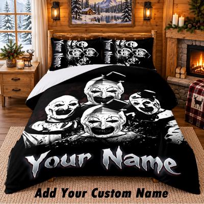 Terrifier Art the Clown Custom Name 3Pcs Bedding Set 1 Bed Sheet 2 Pillowcases Bedroom Home Decor