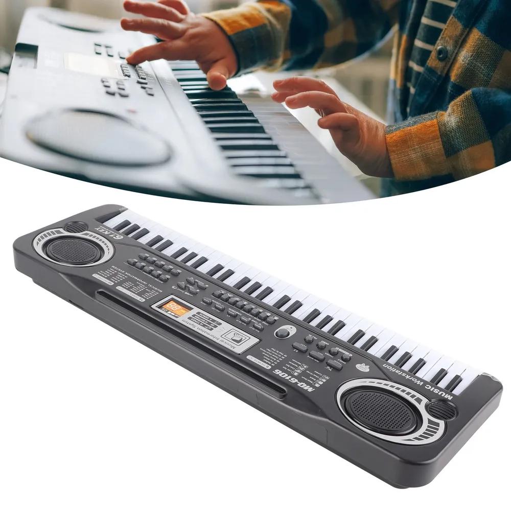 61-key Electronic Piano for Children, 16 Tones, 10 Rhythms, 6 Demo Songs, Multifunctional Digital Backlit Piano.