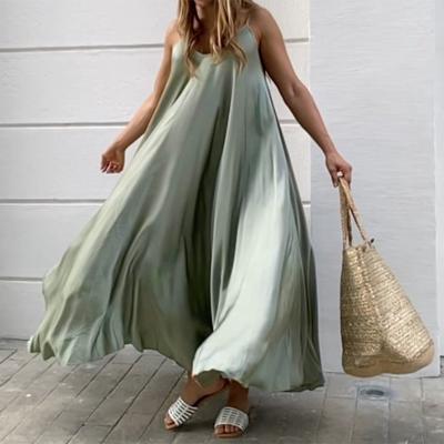 Womens Spaghetti Straps Loose Beach Sleeveless Dresses