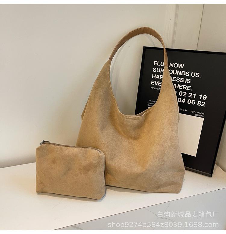 Mother and Child Bag Fashionable Vintage Underarm Suede One-shoulder Women's Bag Large Capacity Tote Bag