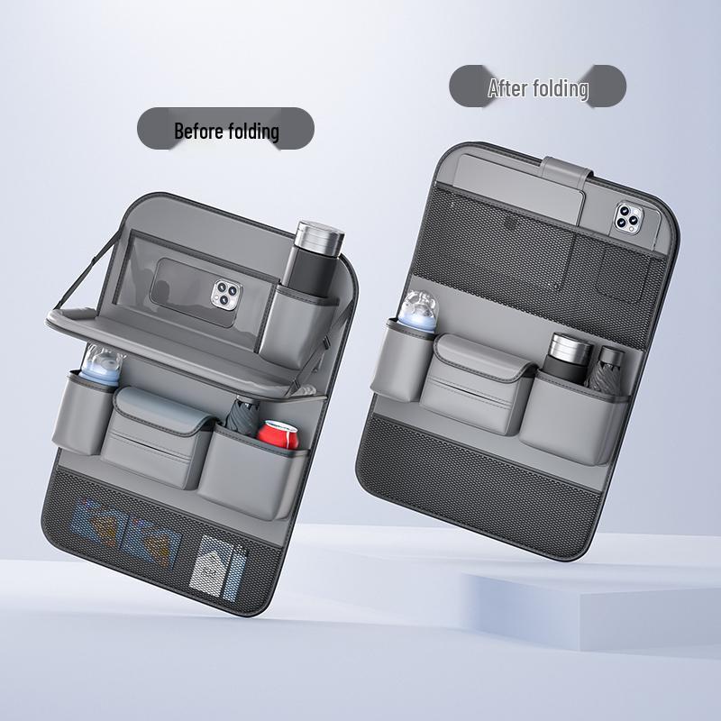 Cartoon Car Seat Back Organizer & Kick Mat with Leather Finish