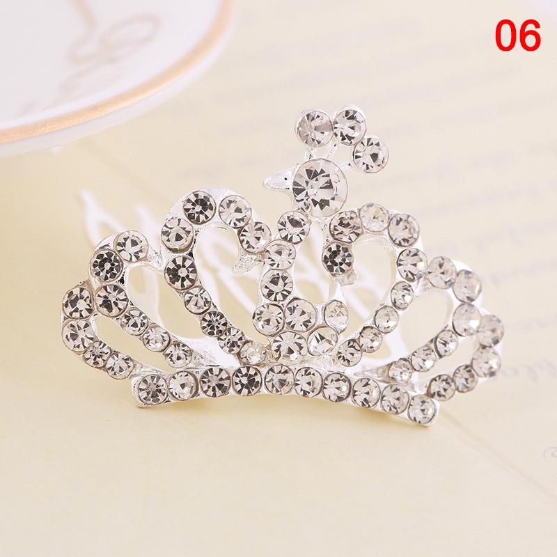 Girls Hair Accessories Mini Crown for Kids Bling Rhinestone Tiaras Hair Combs Princess Diadem Love Heart Shaped Headbands