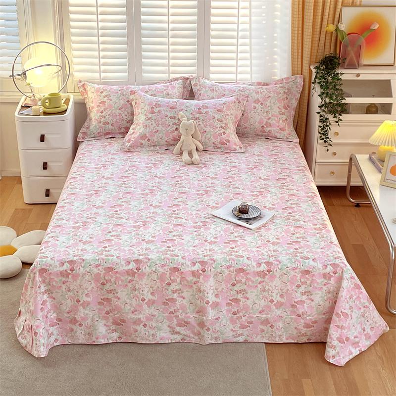 Floral Printed Bed Sheet Set Roses Design Bed Sheets Soft Breathable Fabric Flat Sheet with Pillowcases Queen Size Bedding Set