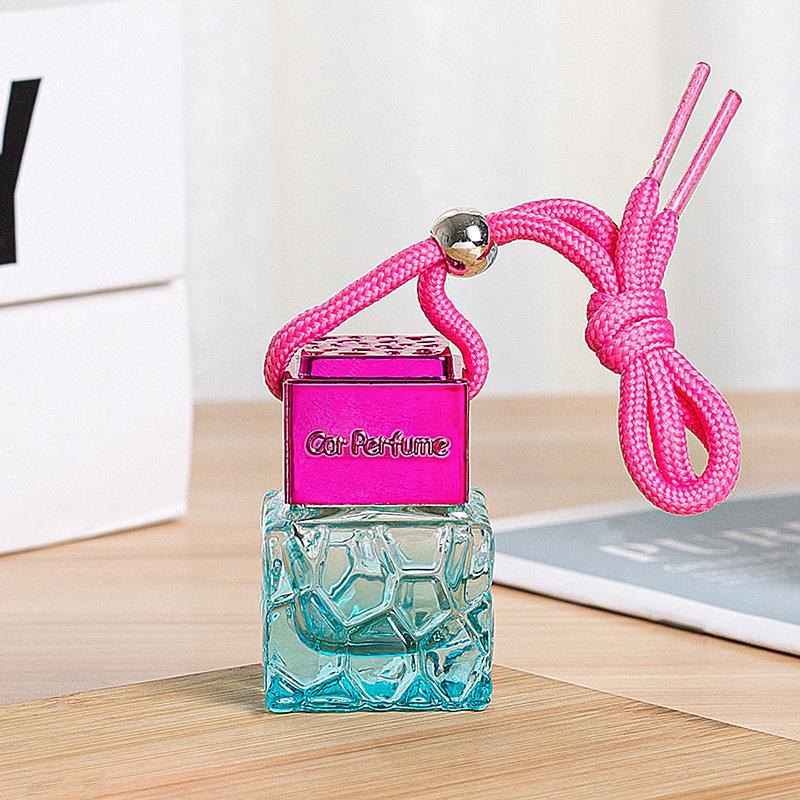 1Pcs 10Ml Rose Red Cap Colored Water Cube Empty Bottle Car Essential Oil Diffuser Fragrance Air Freshener Perfume Bottleornament