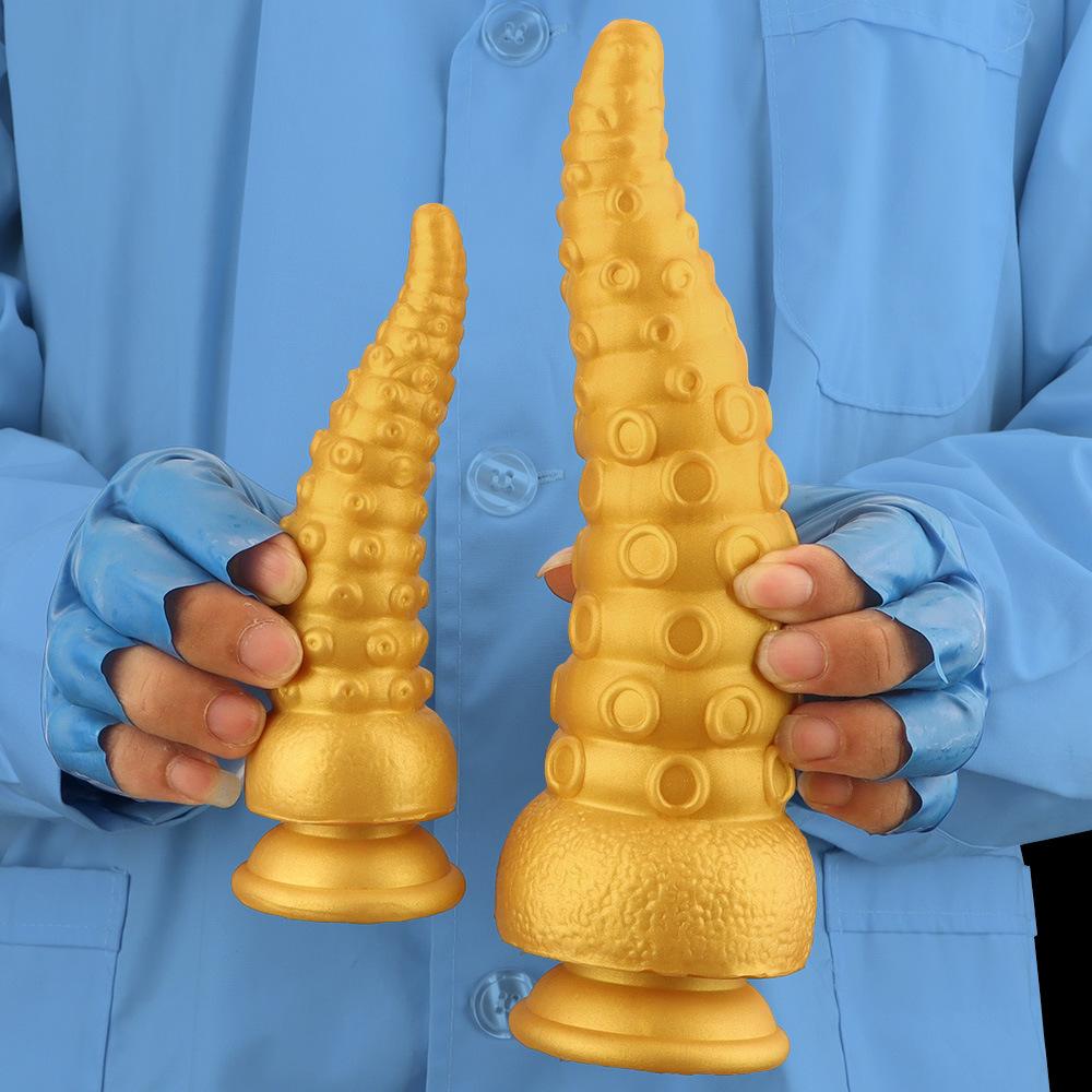 Extra Large Gold Silicone Threaded Vibrator Anal Plug Anal Diverter Dildo Sex Toy Realistic Penis Big Dick