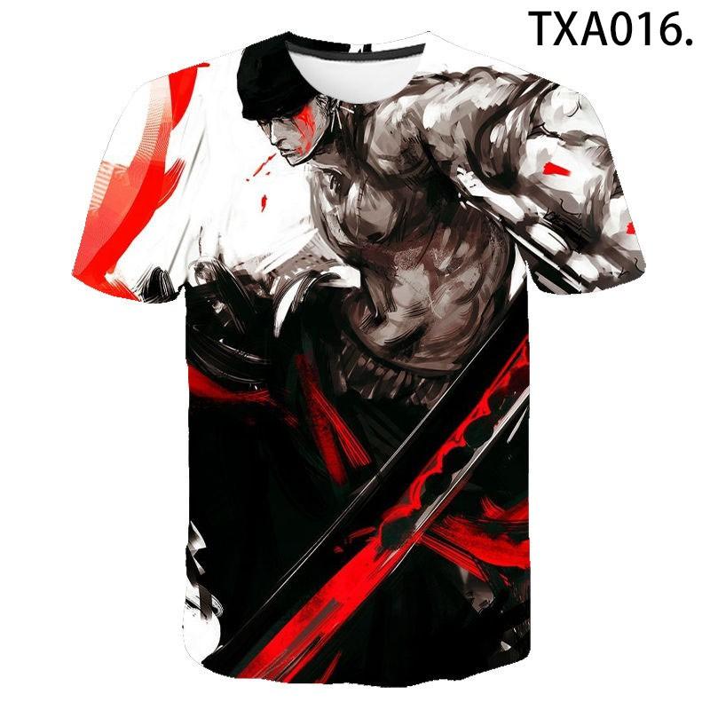 Summer Round Neck 3D Printed Anime "One Piece" Luffy Pattern Top Fashionable Casual Short Sleeved Children's Boy T-shirts