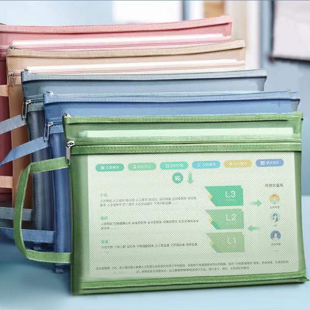A4 Síťovaná taštička na zip Taška na dokumenty Vodotěsné složky na zip Školní kancelářské potřeby Pouzdro na tužky Kosmetické taštičky na hračky