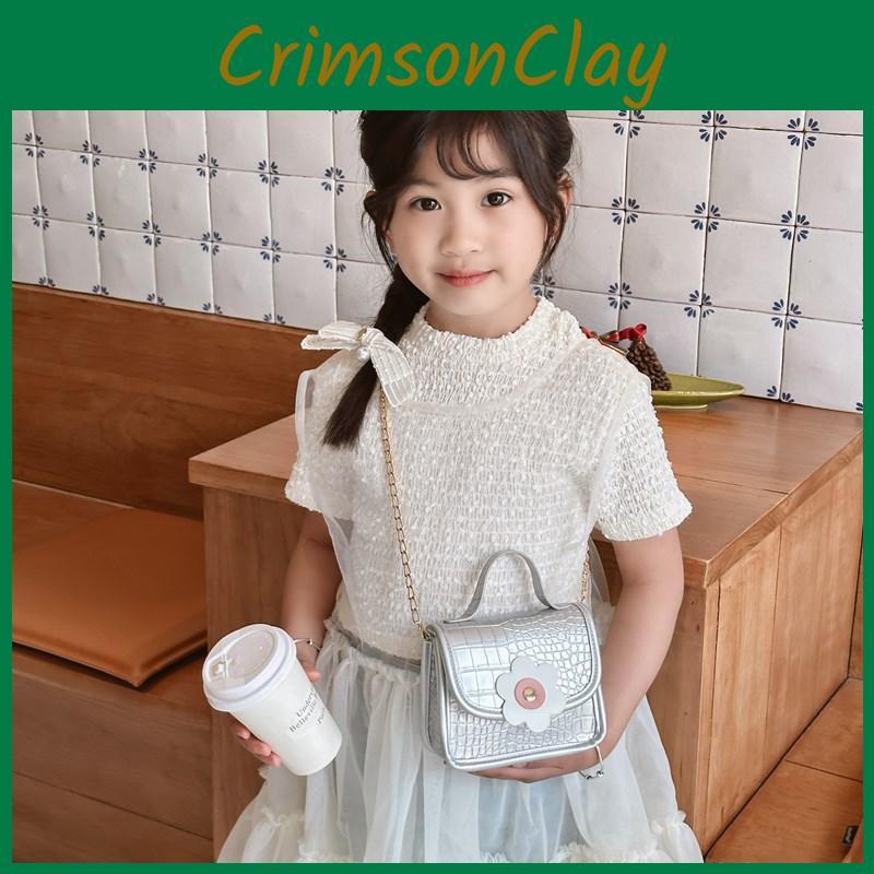 Unisex Purse Kids Pu Trendy Flower Chain Strap Crossbody Bag For School Or Play