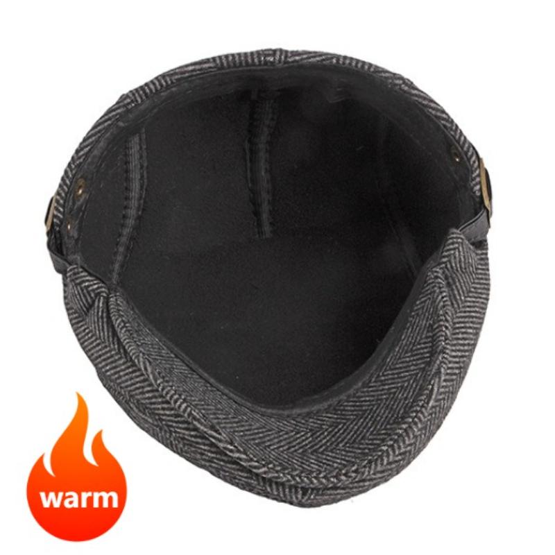Men'S Autumn And Winter Woolen Berets Women'S British Retro Warm Newsboy Cap Artist Painter Hats Vintage Striped Forward Hats