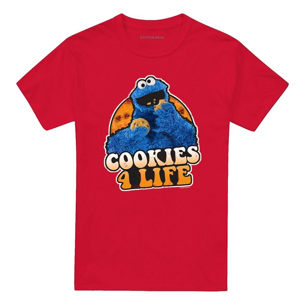 Sesame Street Cookies 4 Life 100% Cotton T-shirt Mens Tees Top S-4XL, Red L