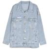 Autumn New Korean Style Loose Light Blue Jacket Loose Denim Jacket Women Top BF Style Lazy Style