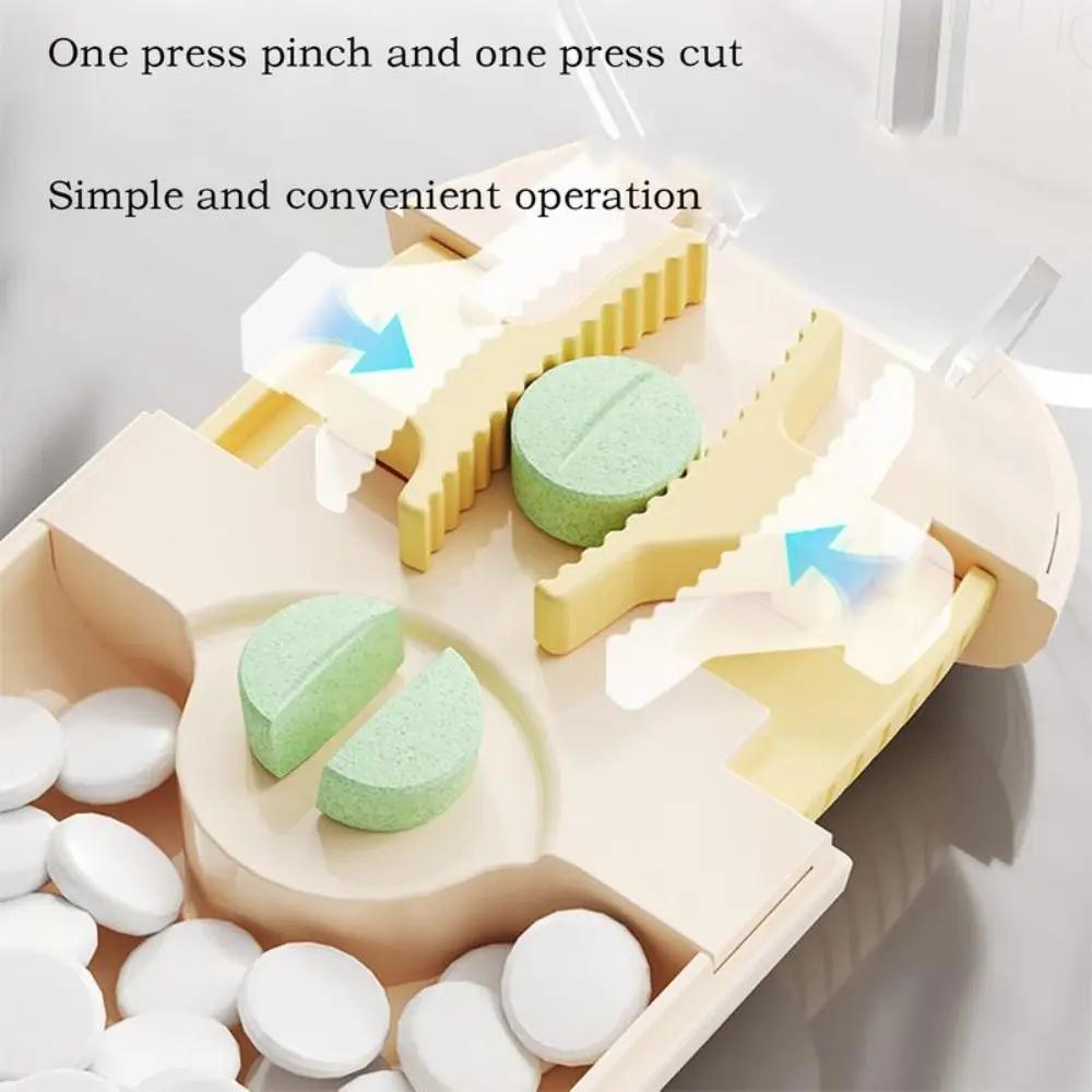 Newest Mini Pill Cutter Magnetic Adjustable Precise with Invisible Storage Box&Brush for Daily Portable Tablet Medicine Splitter