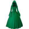 Halloween Gothic Medieval Vintage Women's Corset Dress with Bell Sleeves